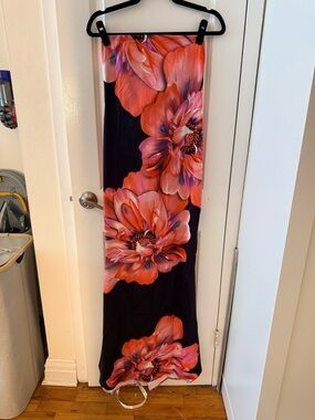 NWT Club London Black Maxi Dress with Floral Print - Size 6